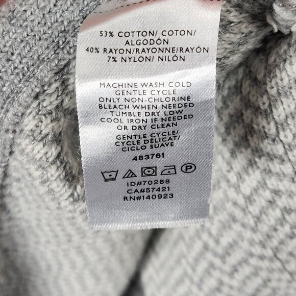 LOFT Sweater Womens XS Gray Herringbone Cowl Neck Pullover Knit Poncho Casual - Picture 8 of 10